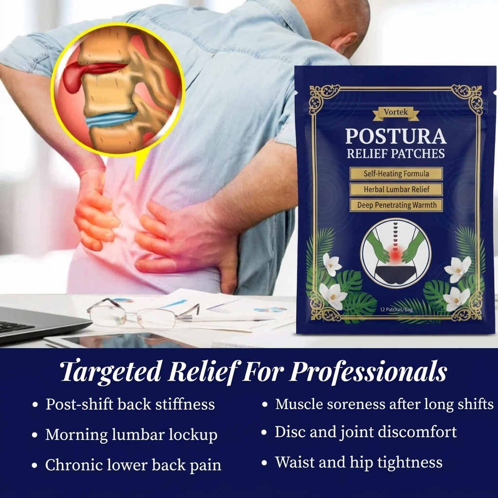 Postura Relief Patches™ — Herbal Lumbar Recovery (12-Pack)